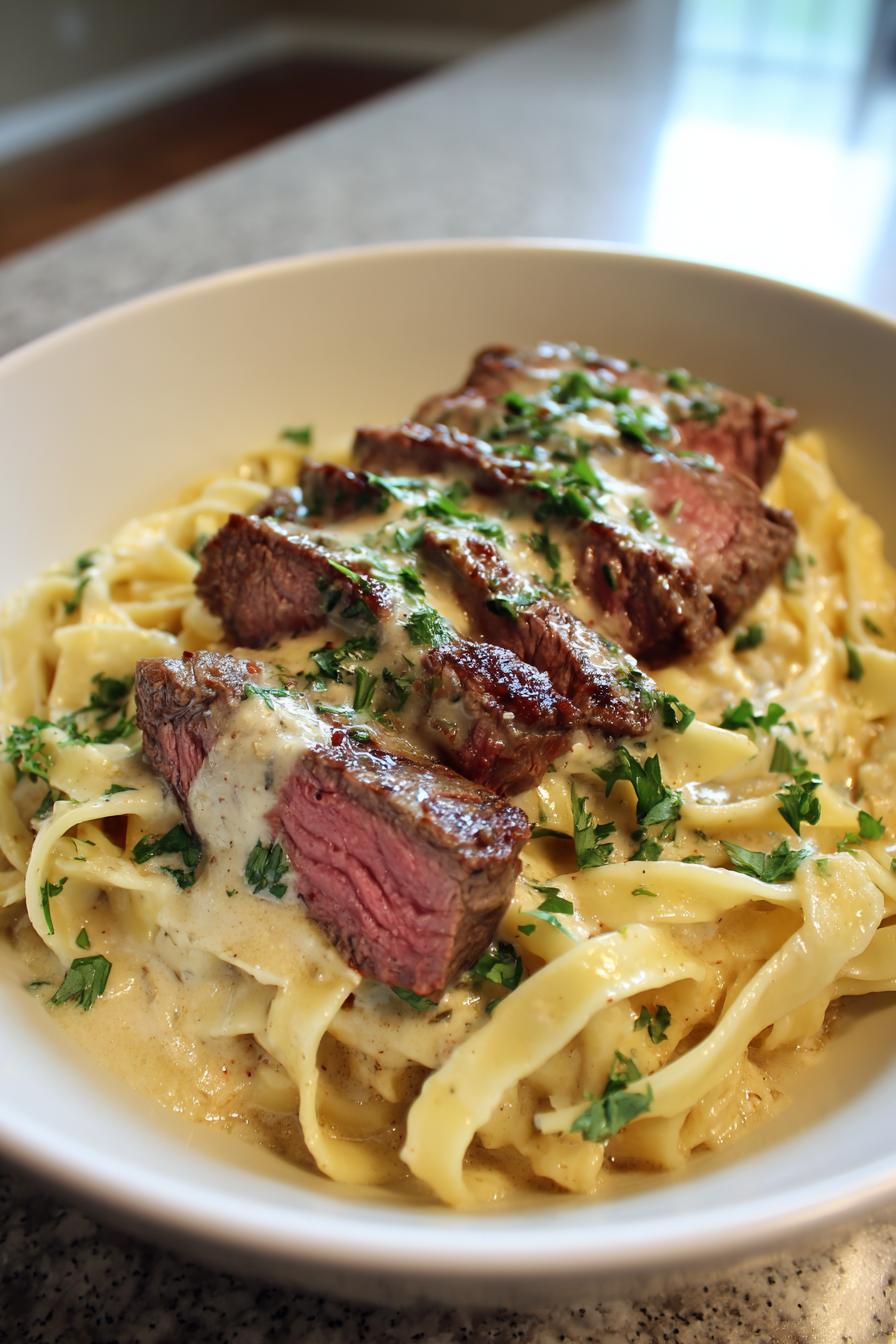 Savory Steak Gorgonzola Alfredo with Creamy Parmesan Sauce - detail 4