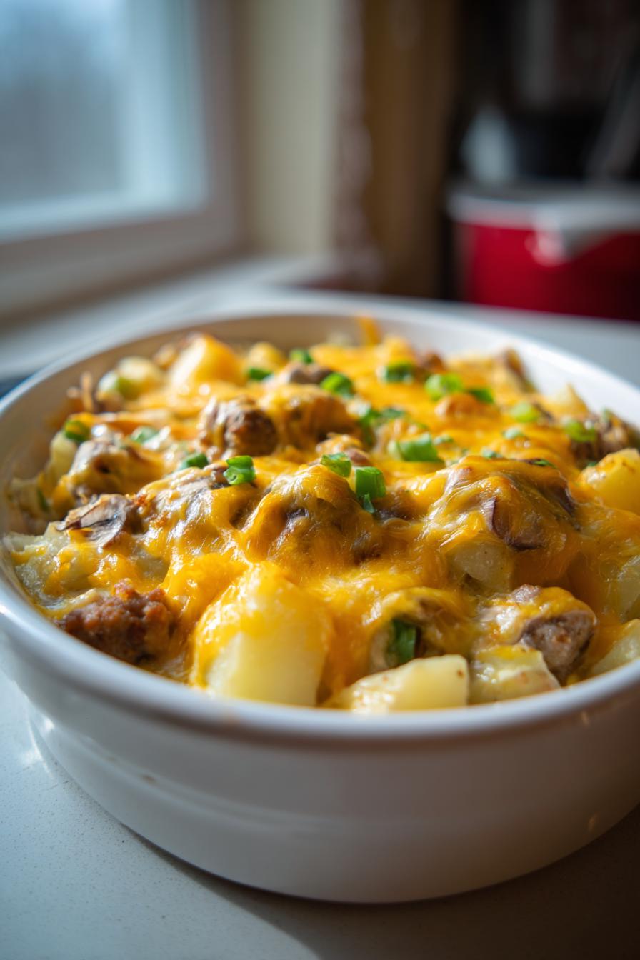 Slow Cooker Cheesy Potato Sausage Casserole