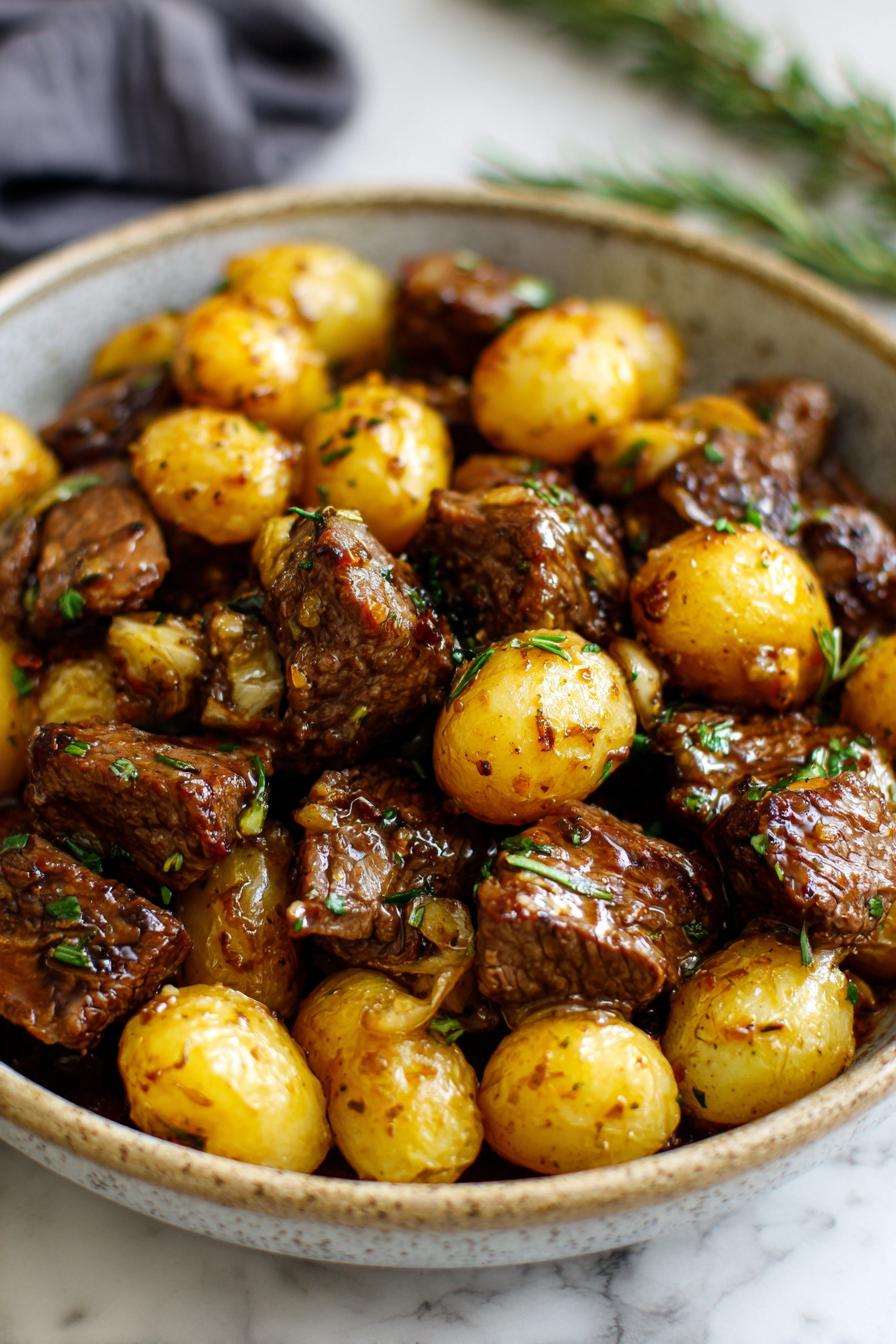 Slow Cooker Garlic Butter Beef Bites with Potatoes - Dinner Ideas For All | Meals for Everyone