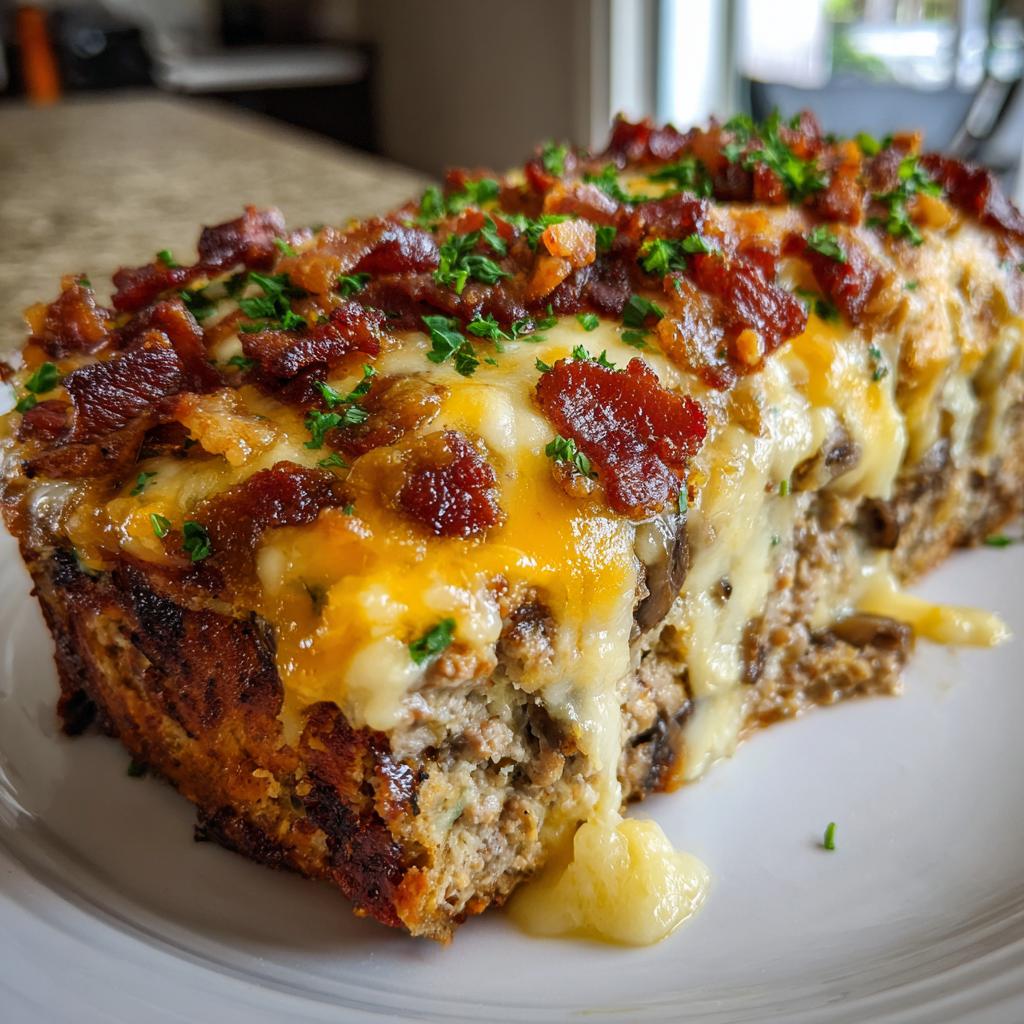 Swiss Bacon Mushroom Meatloaf - detail 2