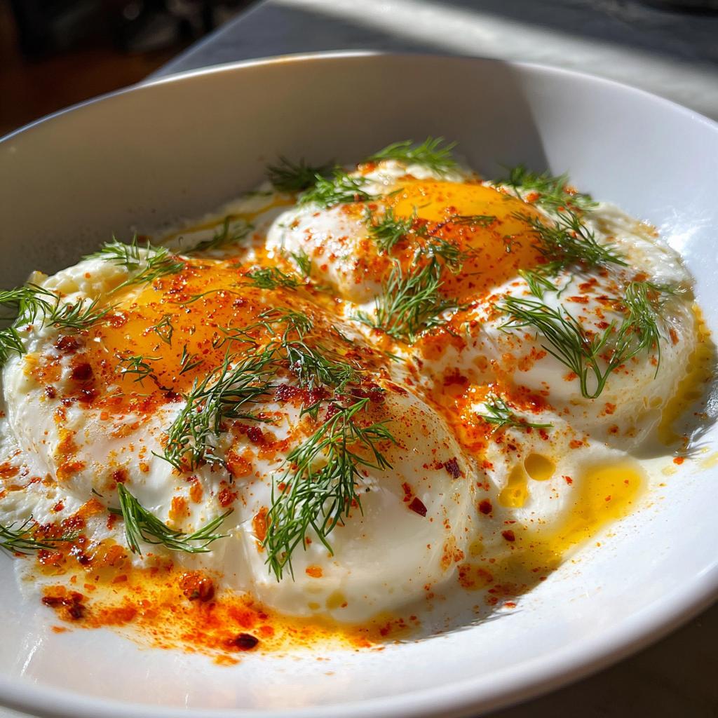 Turkish Eggs (Cilbir) - detail 1