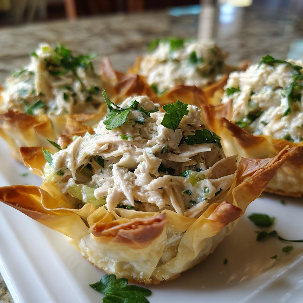 KURCZAKOWA SAŁATKA W FILO CUPACH 🍗🥗 Zdrowa i pyszna przekąska na każdą okazję! - detail 2