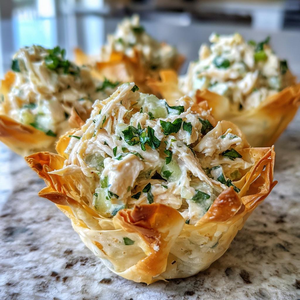 KURCZAKOWA SAŁATKA W FILO CUPACH 🍗🥗 Zdrowa i pyszna przekąska na każdą okazję! - detail 4
