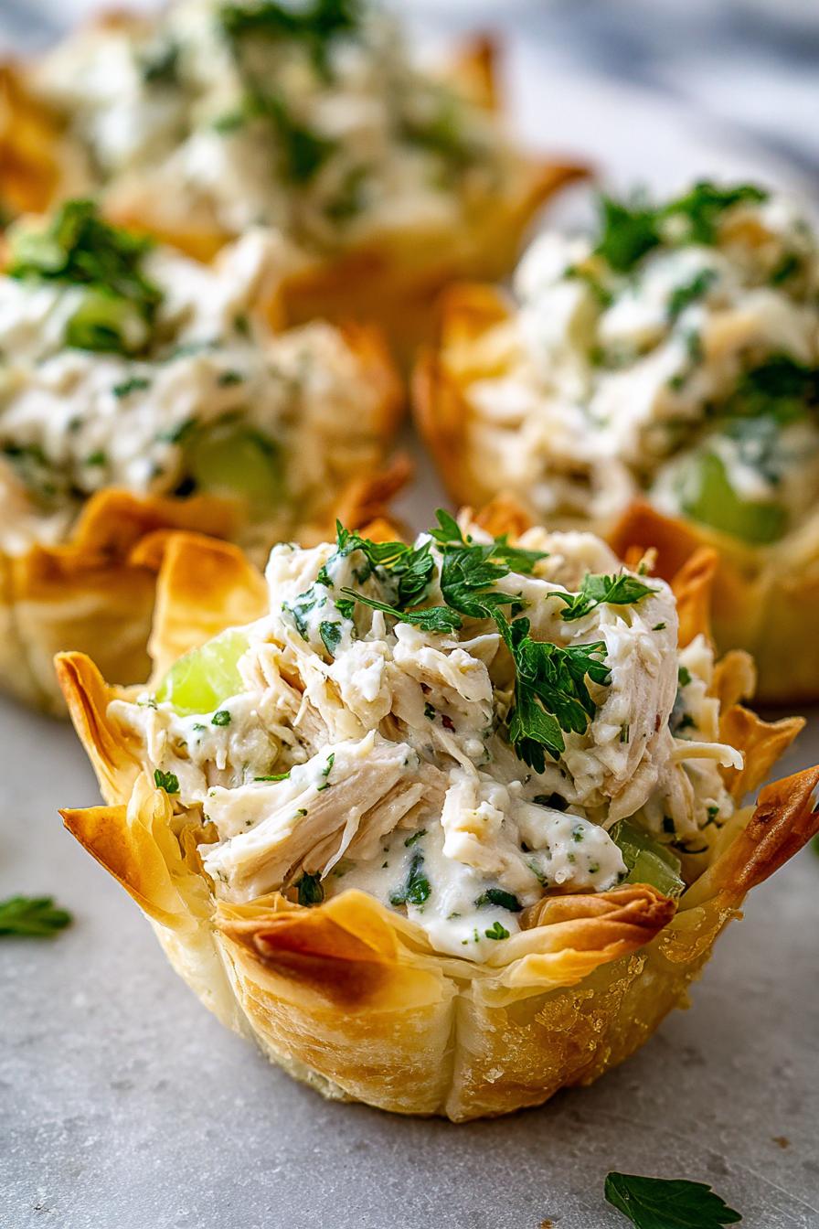 KURCZAKOWA SAŁATKA W FILO CUPACH 🍗🥗 Zdrowa i pyszna przekąska na każdą okazję!