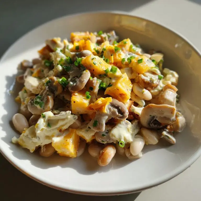 Sałatka z fasolą, pieczarkami i serem – idealna na każdą okazję! 🥗🍄🧀