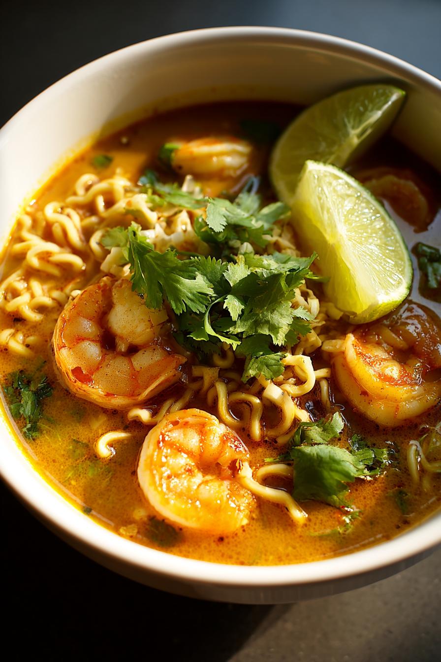 THAJSKA ZUPA RAMEN Z KREWETKAMI I MLECZKIEM KOKOSOWYM