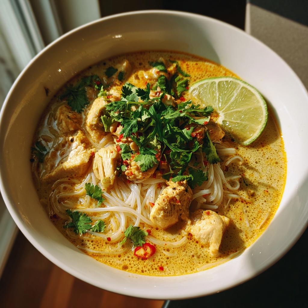 Tajska zupa kokosowa z kurczakiem i makaronem – rozgrzewająca i aromatyczna! 🍜🥥 - detail 4