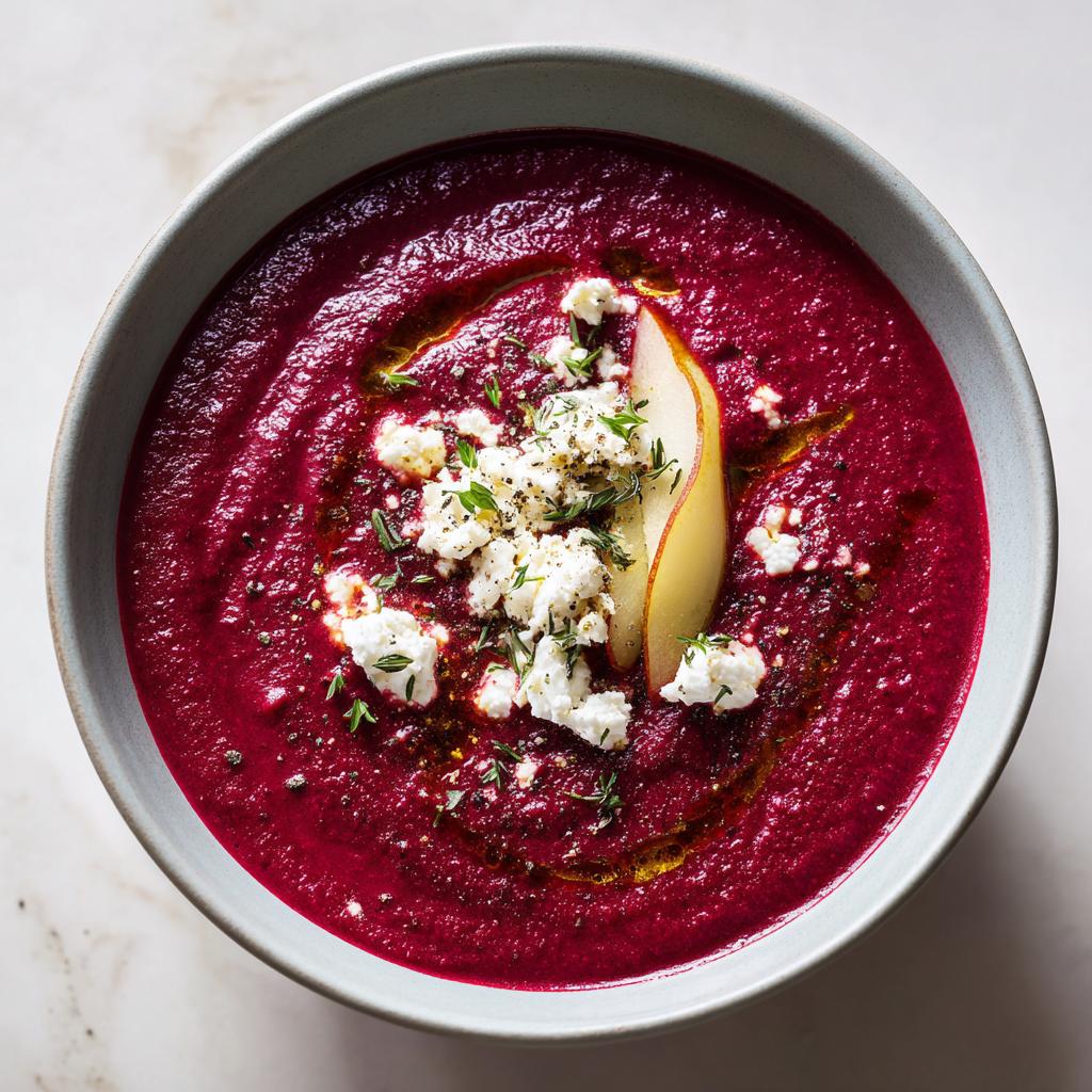 Zupa z pieczonych buraków, gruszką i kozim serem – smak, który zachwyca! 🍲🍐🧀 - detail 2