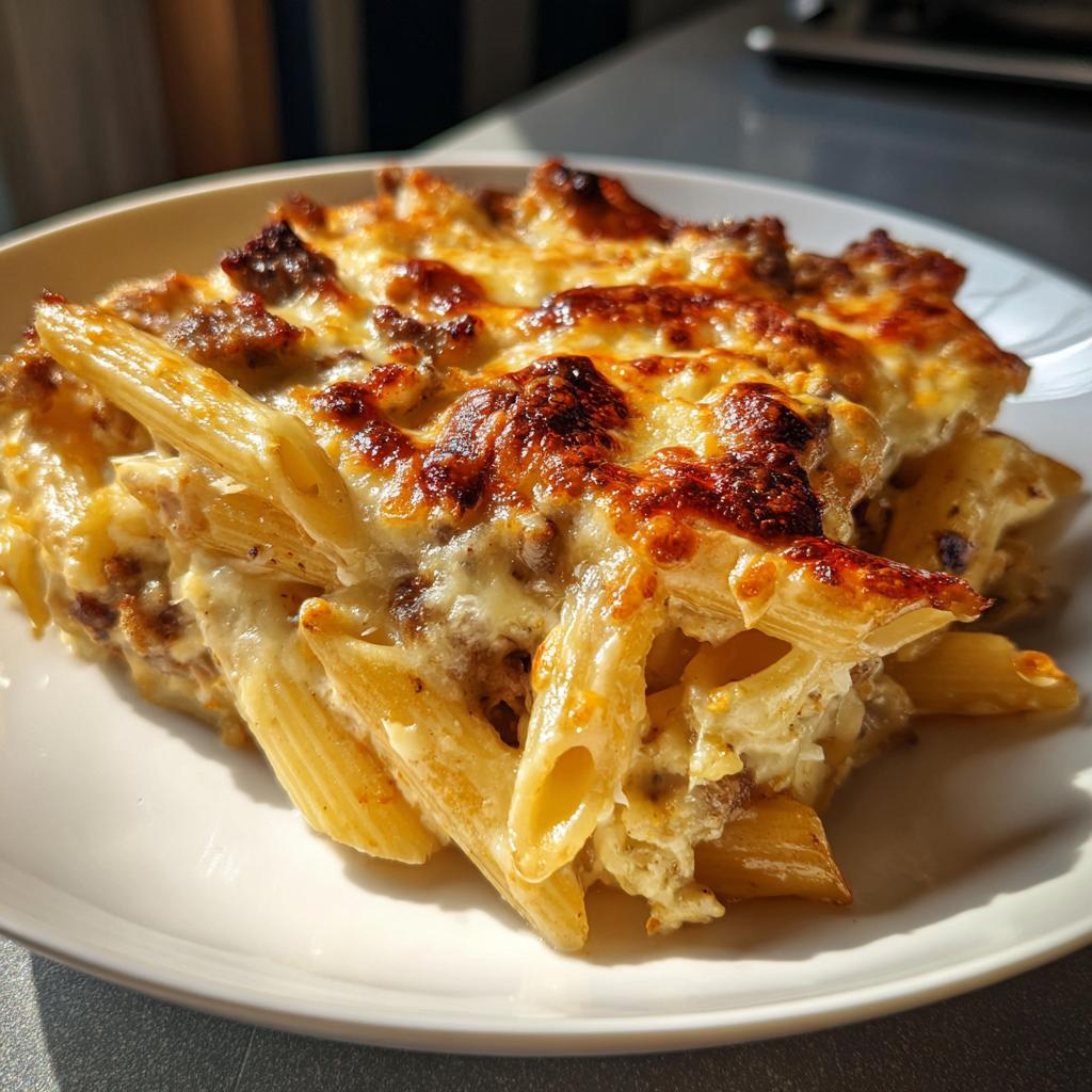 PENNETTE Z KIEŁBASĄ,BESZAMELEM I MOZZARELLĄ Z PIEKARNIKA - detail 1