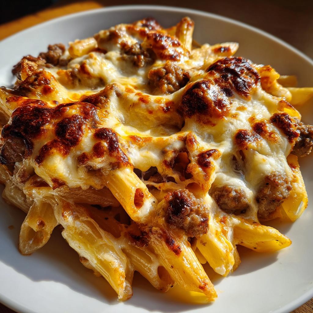 PENNETTE Z KIEŁBASĄ,BESZAMELEM I MOZZARELLĄ Z PIEKARNIKA - detail 2