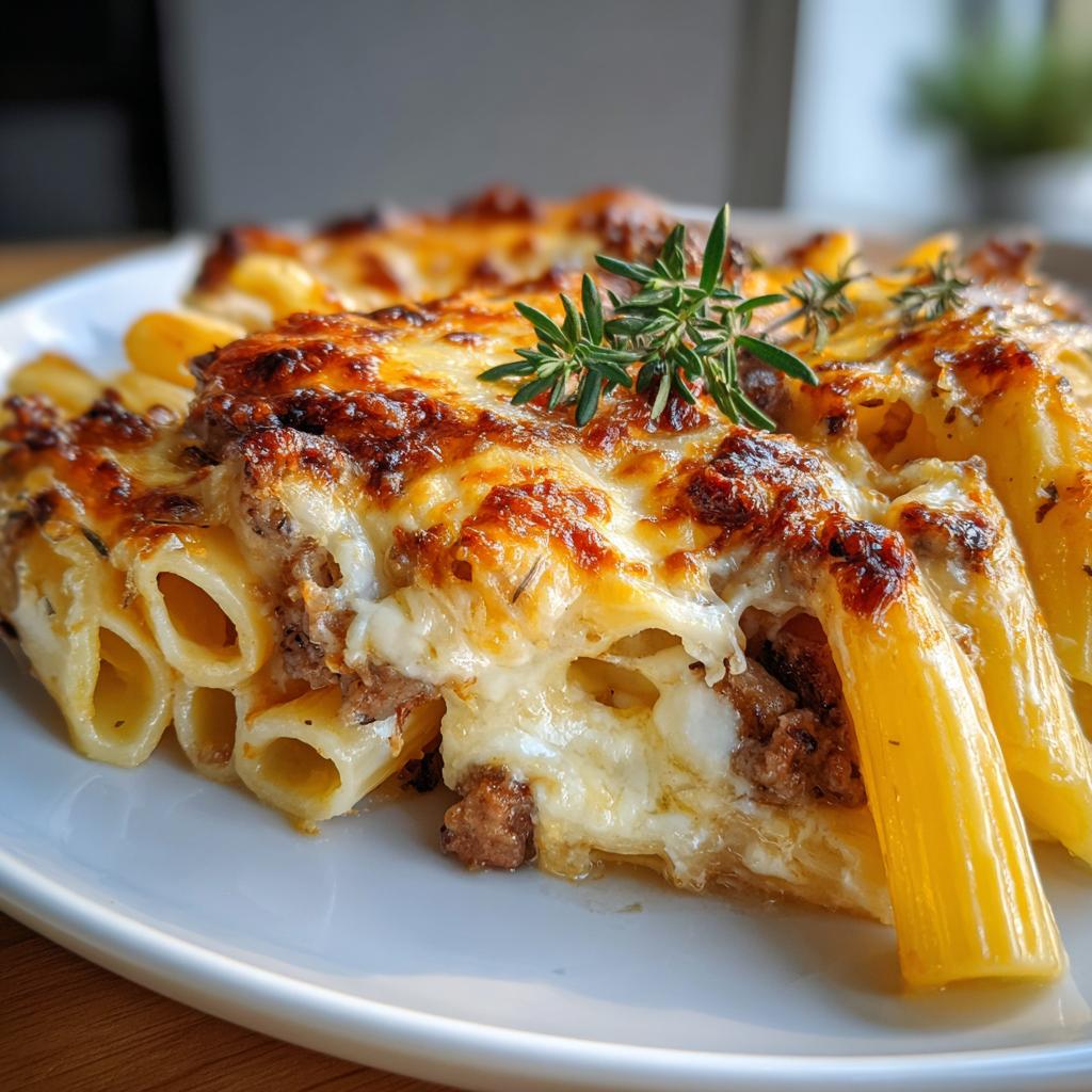 PENNETTE Z KIEŁBASĄ,BESZAMELEM I MOZZARELLĄ Z PIEKARNIKA - detail 3