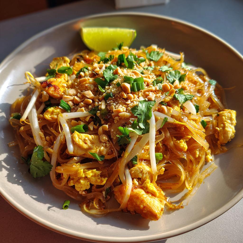 Pad Thai z kurczakiem i orzeszkami ziemnymi: Zapach ulic Bangkoku - detail 3
