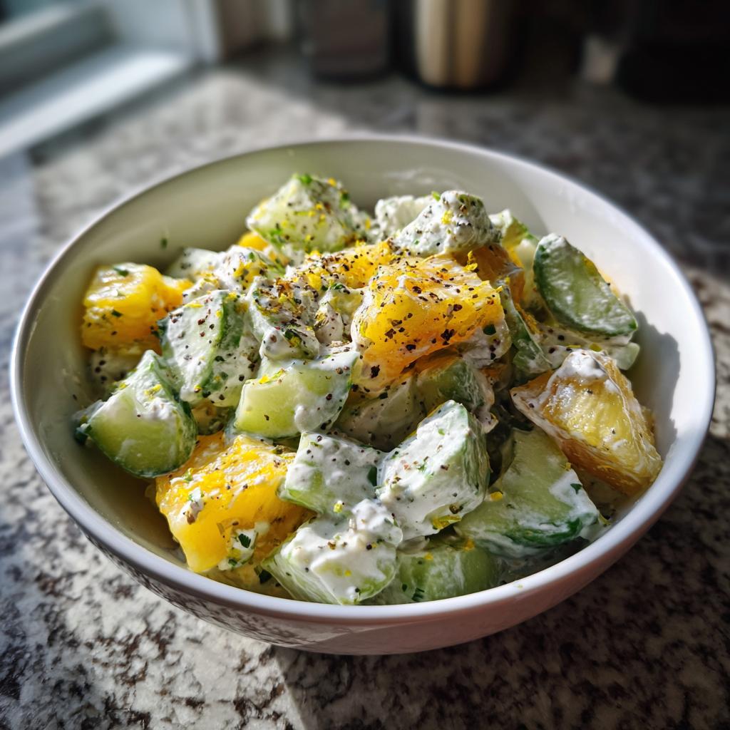Sałatka z ananasem, ogórkiem i delikatnym sosem jogurtowym – idealna na letnie dni! - detail 2