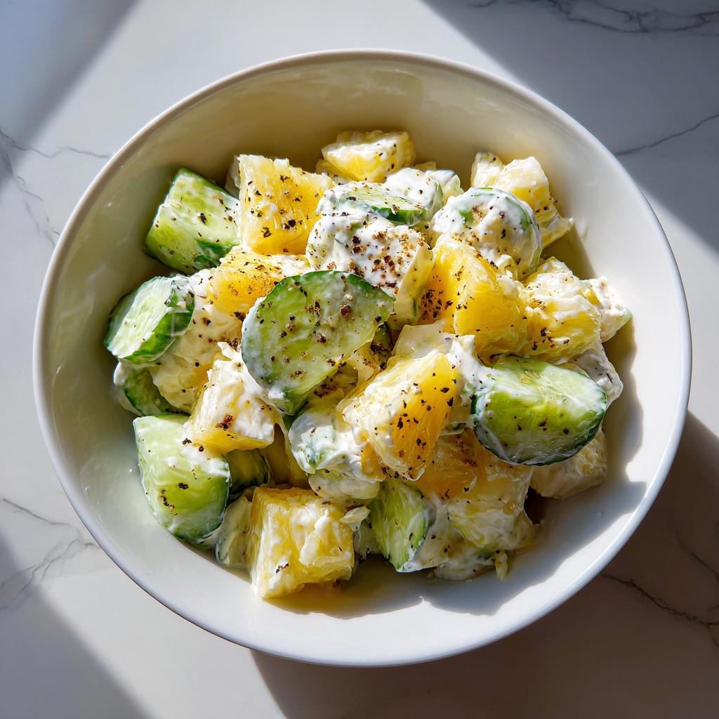 Sałatka z ananasem, ogórkiem i delikatnym sosem jogurtowym – idealna na letnie dni! - detail 3