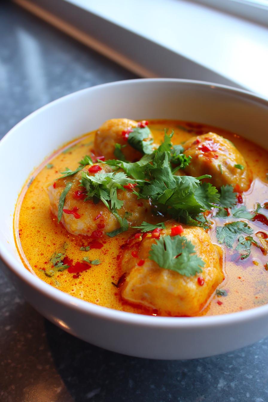 TAJSKA ZUPA Z CZERWONYMI PIEROŻKAMI CURRY I MLEKIEM KOKOSOWYM 🍜🥥 To aromatyczna i rozgrzewająca zupa, idealna na chłodne dni