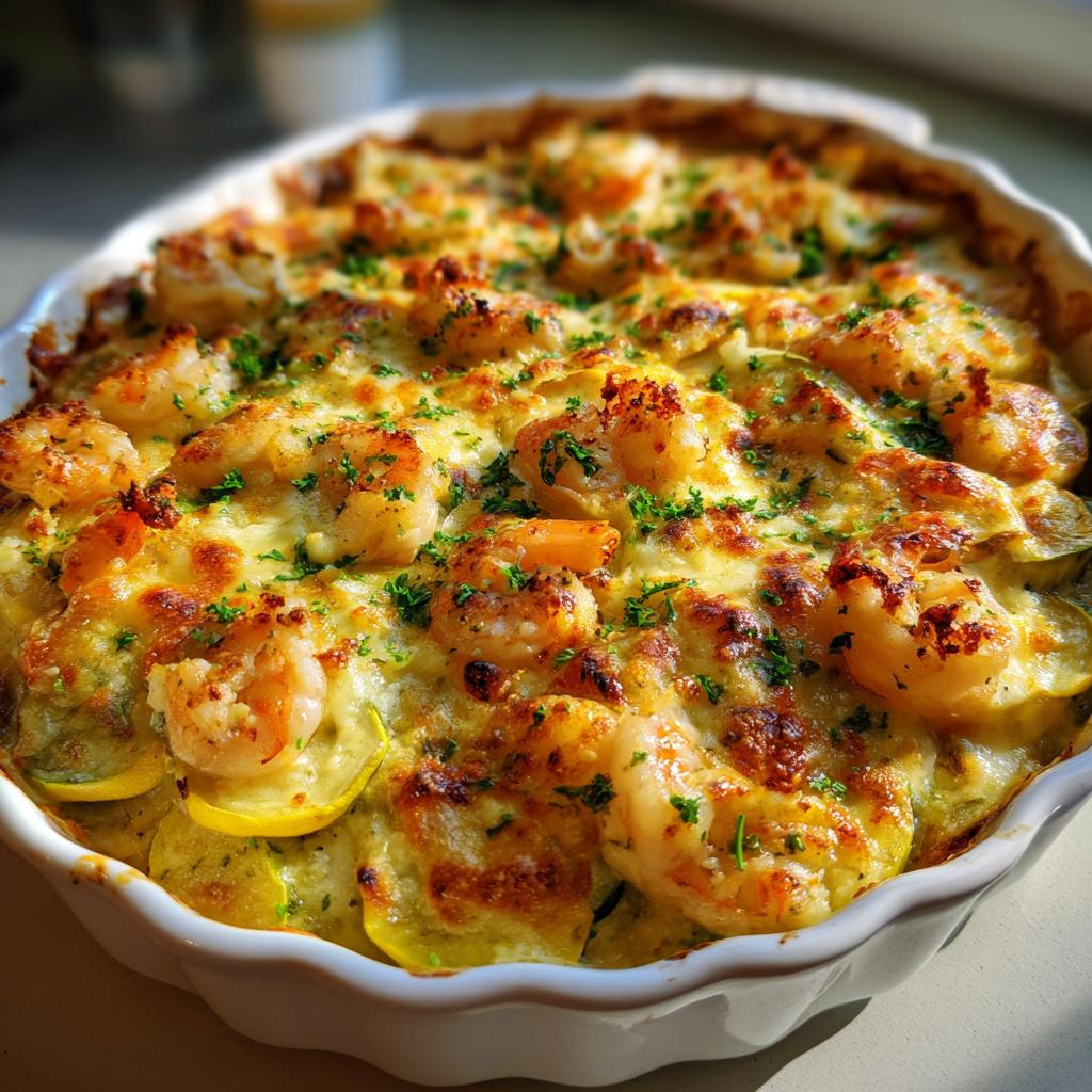 ZAPIEKANKA Z CUKINII Z KREWETKAMI I CZOSNKIEM 🍤🥒 To pyszne danie, idealne na obiad lub kolację! - detail 3