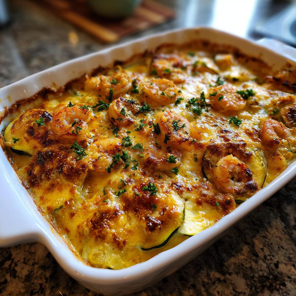 ZAPIEKANKA Z CUKINII Z KREWETKAMI I CZOSNKIEM 🍤🥒 To pyszne danie, idealne na obiad lub kolację! - detail 4